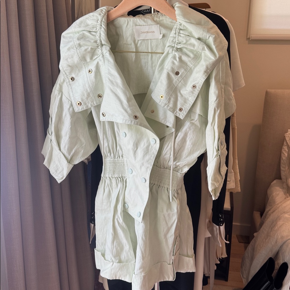 Zimmerman Mint Green Double-Breasted Romper size 0.